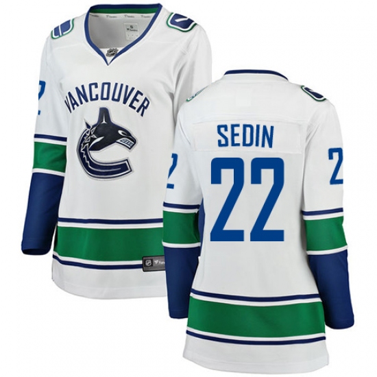 Women's Vancouver Canucks 22 Daniel Sedin Fanatics Branded White Away Breakaway NHL Jersey