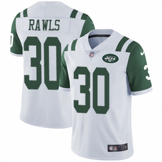 Men's Nike New York Jets 30 Thomas Rawls White Vapor Untouchable Limited Player NFL Jersey