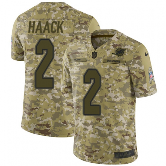 Men's Nike Miami Dolphins 2 Matt Haack Limited Camo 2018 Salute to Service NFL Jersey