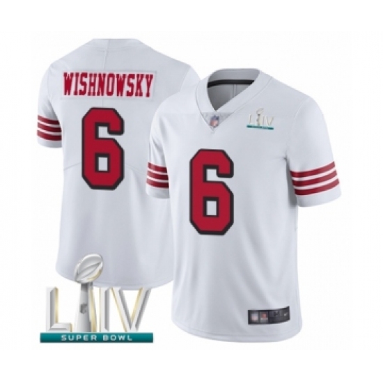 Men's San Francisco 49ers 6 Mitch Wishnowsky Limited White Rush Vapor Untouchable Super Bowl LIV Bound Football Jersey