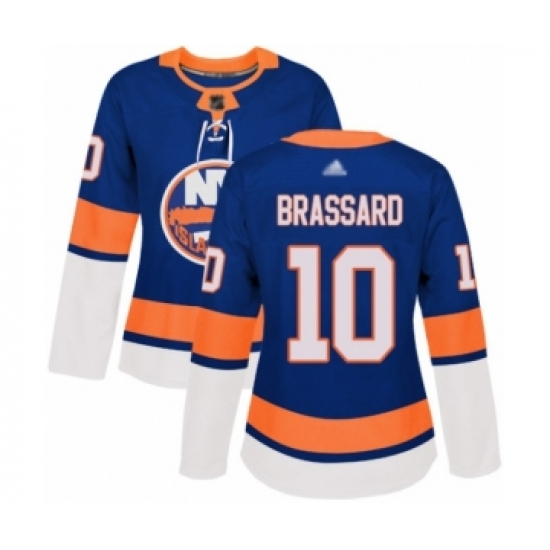 Women's New York Islanders 10 Derick Brassard Authentic Royal Blue Home Hockey Jersey