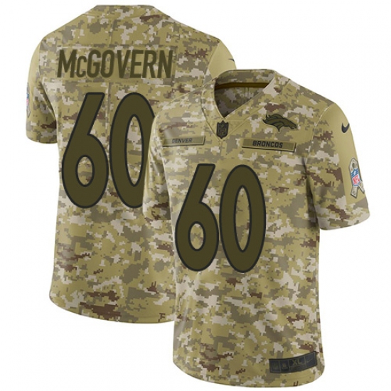 Youth Nike Denver Broncos 60 Connor McGovern Limited Camo 2018 Salute to Service NFL Jersey