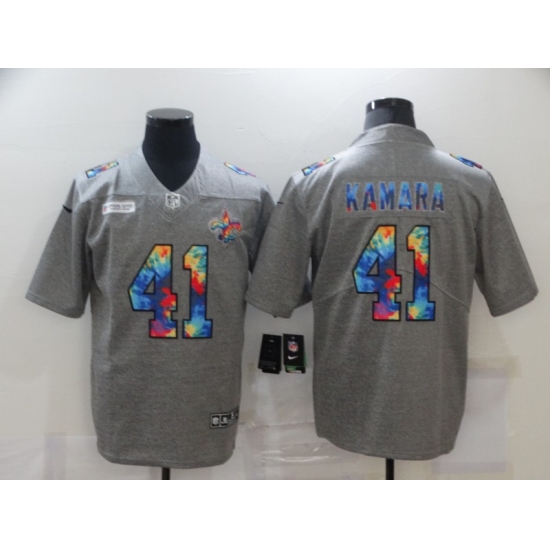 Men's New Orleans Saints 41 Alvin Kamara Gray Rainbow Version Nike Limited Jersey