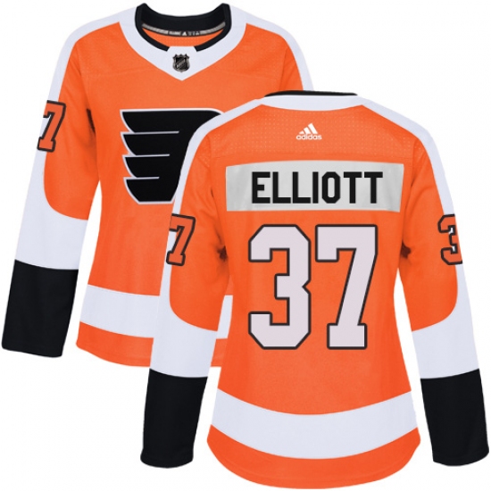 Women's Adidas Philadelphia Flyers 37 Brian Elliott Premier Orange Home NHL Jersey