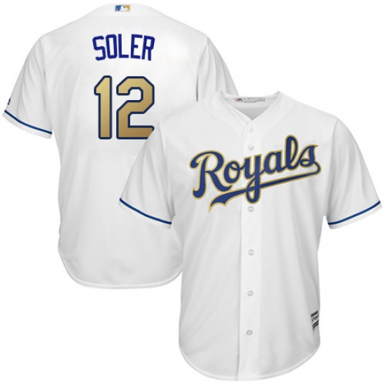 Youth Majestic Kansas City Royals 12 Jorge Soler Authentic White Home Cool Base MLB Jersey