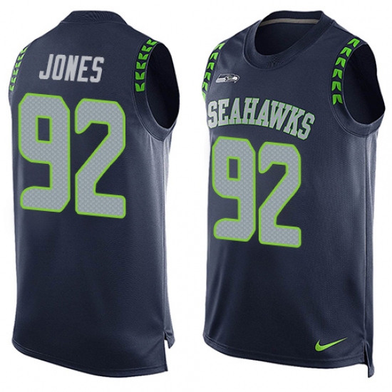 Men's Nike Seattle Seahawks 92 Nazair Jones Limited Steel Blue Player Name & Number Tank Top NFL Jersey