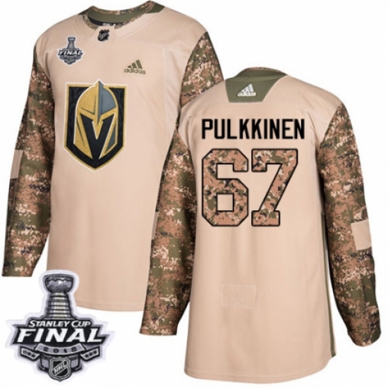 Men's Adidas Vegas Golden Knights 67 Teemu Pulkkinen Authentic Camo Veterans Day Practice 2018 Stanley Cup Final NHL Jersey