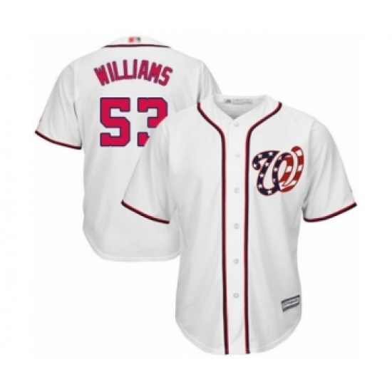 Youth Washington Nationals 53 Austen Williams Authentic White Home Cool Base Baseball Player Jersey