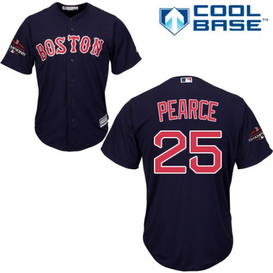 Youth Majestic Boston Red Sox 25 Steve Pearce Authentic Navy Blue Alternate Road Cool Base 2018 World Series Champions MLB Jersey