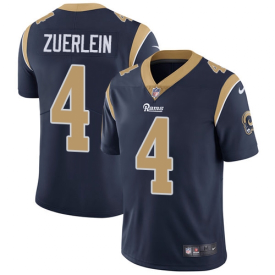 Men's Nike Los Angeles Rams 4 Greg Zuerlein Navy Blue Team Color Vapor Untouchable Limited Player NFL Jersey