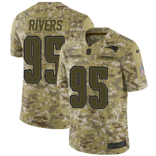 Men's Nike New England Patriots 95 Derek Rivers Limited Camo 2018 Salute to Service NFL Jersey
