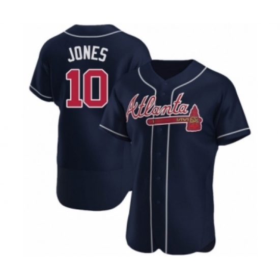 Men's Chipper Jones 10 Atlanta Braves Navy Authentic Alternate Jersey
