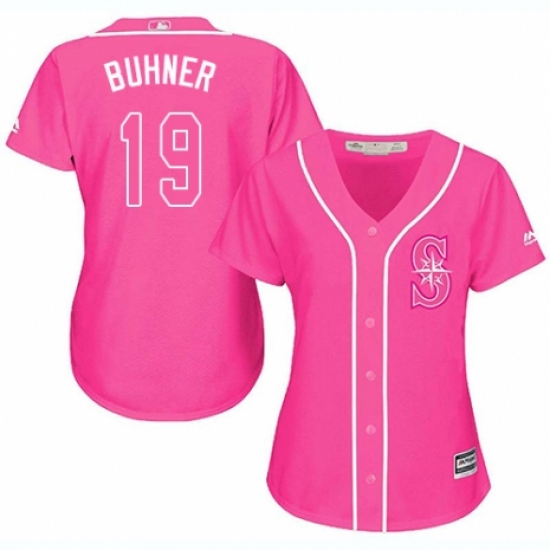Women's Majestic Seattle Mariners 19 Jay Buhner Authentic Pink Fashion Cool Base MLB Jersey