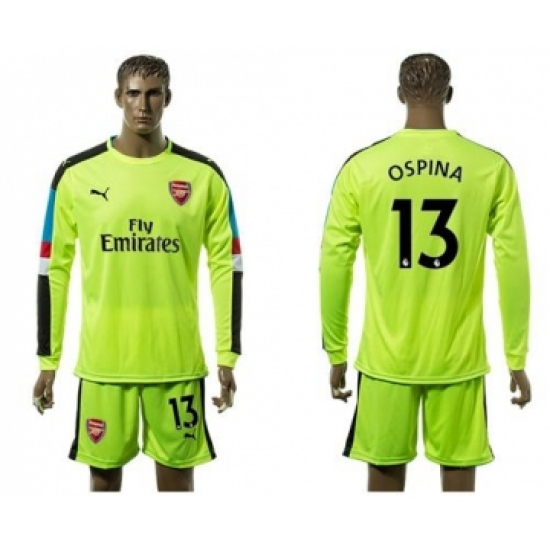 Arsenal 13 Ospina Shiny Green Goalkeeper Long Sleeves Soccer Club Jersey