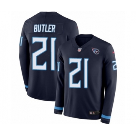 Men's Nike Tennessee Titans 21 Malcolm Butler Limited Navy Blue Therma Long Sleeve NFL Jersey