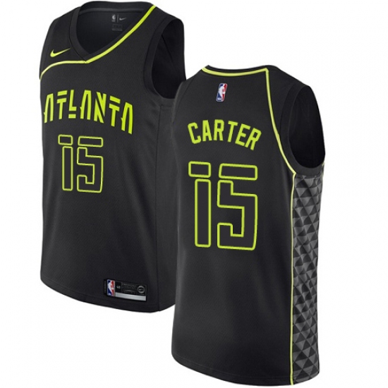 Men's Nike Atlanta Hawks 15 Vince Carter Swingman Black NBA Jersey - City Edition