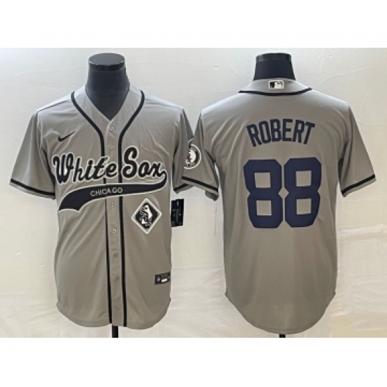 Men's Chicago White Sox 88 Luis Robert Grey Cool Base Stitched Baseball Jersey1
