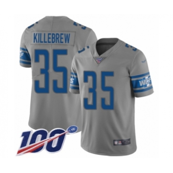 Men's Detroit Lions 35 Miles Killebrew Limited Gray Inverted Legend 100th Season Football Jersey