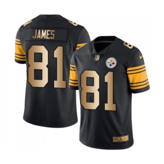 Men's Pittsburgh Steelers 81 Jesse James Limited Black Gold Rush Vapor Untouchable Football Jersey