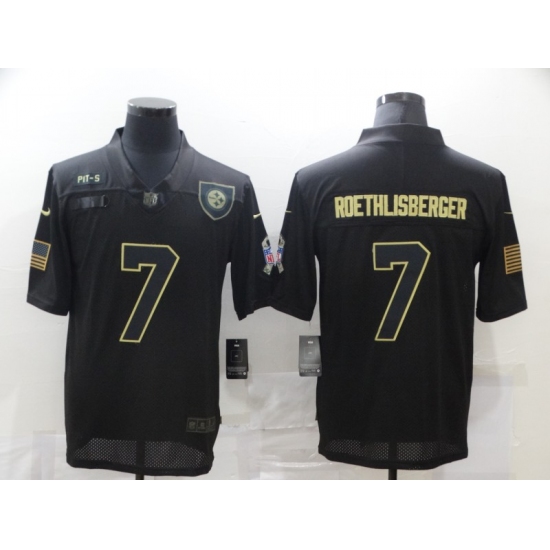 Men's Pittsburgh Steelers 7 Ben Roethlisberger Black Nike 2020 Salute To Service Limited Jersey