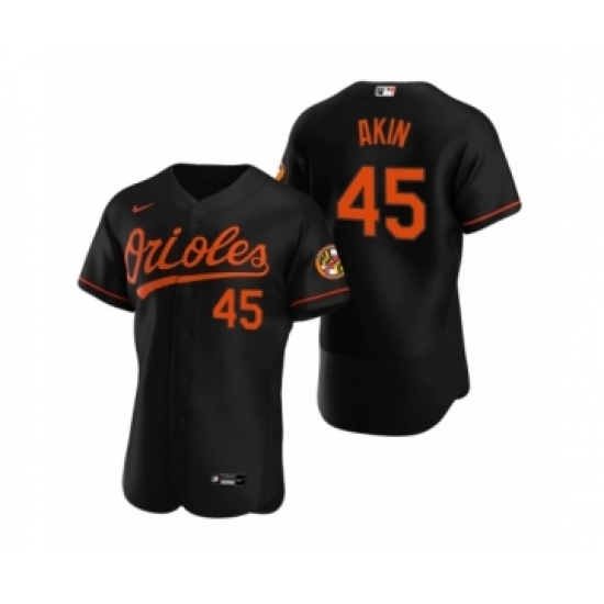 Men's Baltimore Orioles 45 Keegan Akin Nike Black Authentic Alternate Jersey