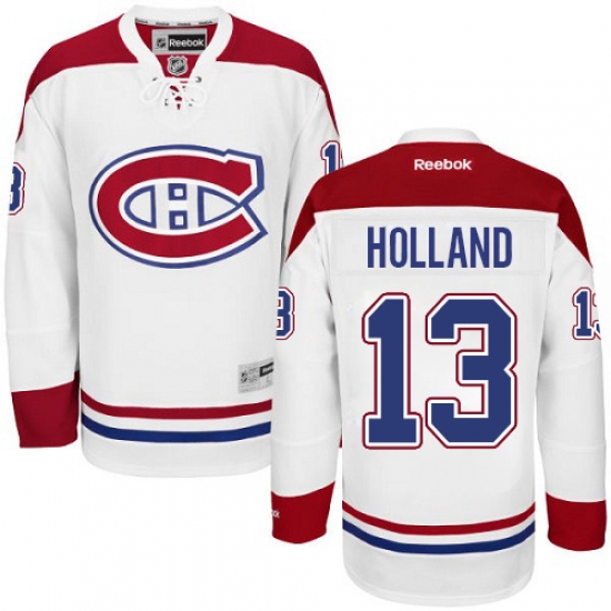 Youth Reebok Montreal Canadiens 13 Peter Holland Authentic White Away NHL Jersey