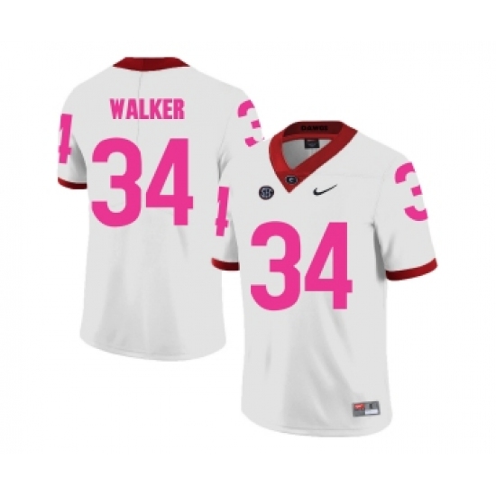 Georgia Bulldogs 34 Herschel Walker White 2018 Breast Cancer Awareness College Football Jersey