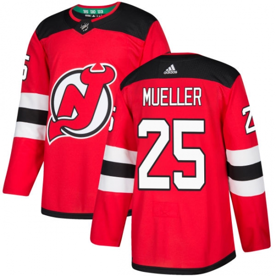 Men's Adidas New Jersey Devils 25 Mirco Mueller Authentic Red Home NHL Jersey