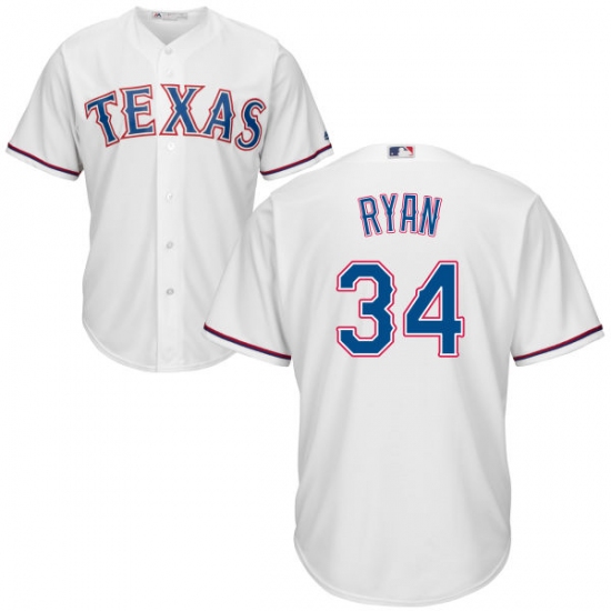 Youth Majestic Texas Rangers 34 Nolan Ryan Authentic White Home Cool Base MLB Jersey