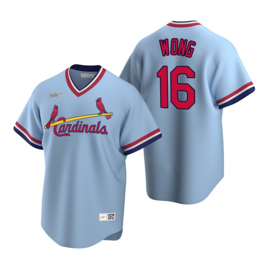 Men's Nike St. Louis Cardinals 16 Kolten Wong Light Blue Cooperstown Collection Road Stitched Baseball Jersey