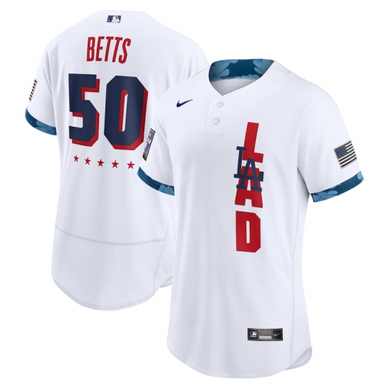 Men's Los Angeles Dodgers 50 Mookie Betts Nike White 2021 MLB All-Star Game Authentic Player Jersey