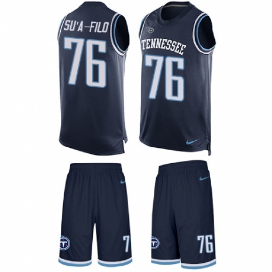 Men's Nike Tennessee Titans 76 Xavier Su'a-Filo Limited Navy Blue Tank Top Suit NFL Jersey