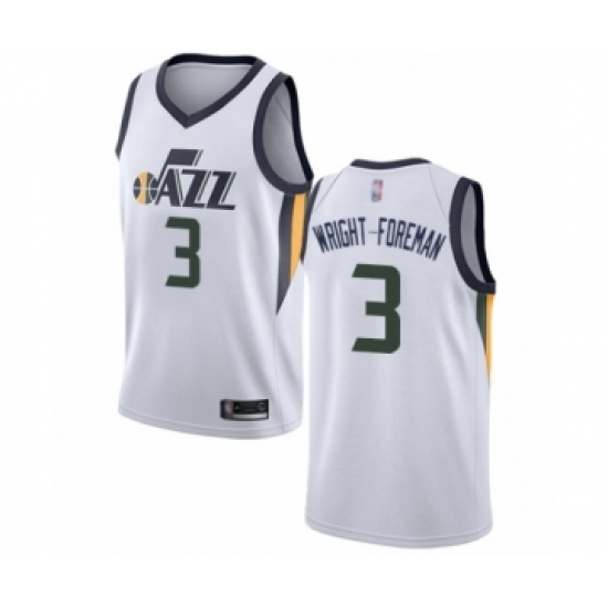 Men's Utah Jazz 3 Justin Wright-Foreman Authentic White Basketball Jersey - Association Edition