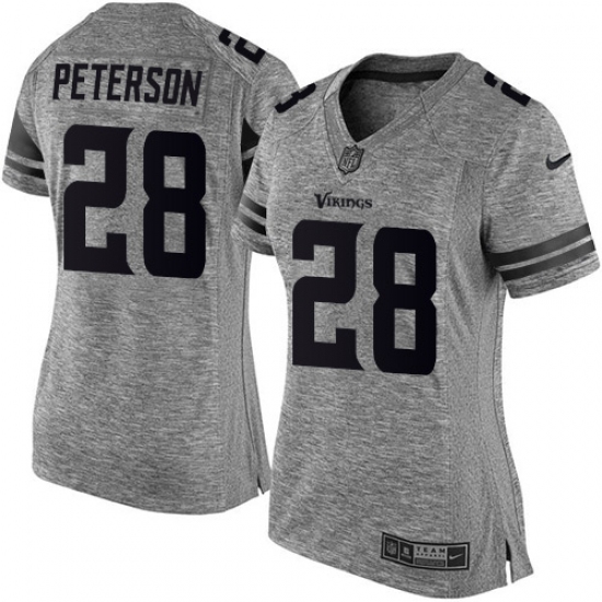 Women's Nike Minnesota Vikings 28 Adrian Peterson Limited Gray Gridiron NFL Jersey