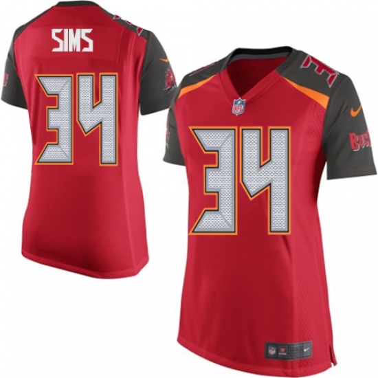 Women's Nike Tampa Bay Buccaneers 34 Charles Sims Game Red Team Color NFL Jersey