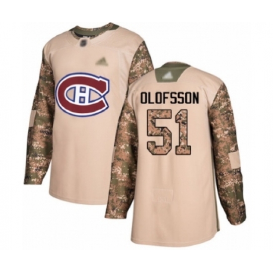 Men's Montreal Canadiens 51 Gustav Olofsson Authentic Camo Veterans Day Practice Hockey Jersey