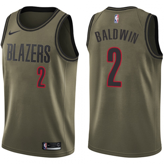 Youth Nike Portland Trail Blazers 2 Wade Baldwin Swingman Green Salute to Service NBA Jersey