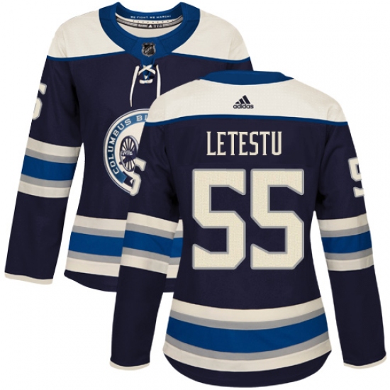 Women's Adidas Columbus Blue Jackets 55 Mark Letestu Authentic Navy Blue Alternate NHL Jersey