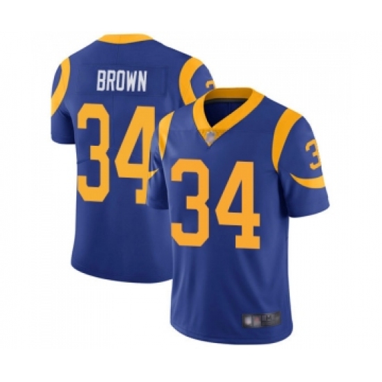 Youth Los Angeles Rams 34 Malcolm Brown Royal Blue Alternate Vapor Untouchable Limited Player Football Jersey