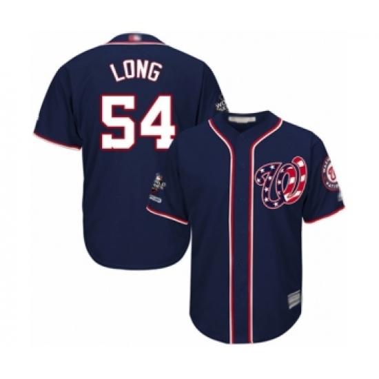 Youth Washington Nationals 54 Kevin Long Authentic Navy Blue Alternate 2 Cool Base 2019 World Series Champions Baseball Jersey