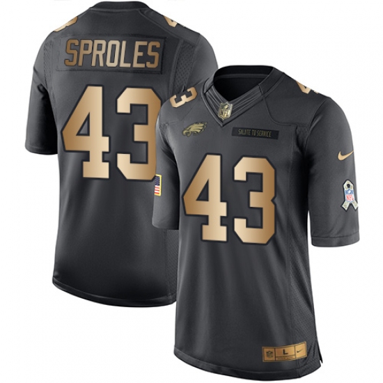 Youth Nike Philadelphia Eagles 43 Darren Sproles Limited Black/Gold Salute to Service NFL Jersey