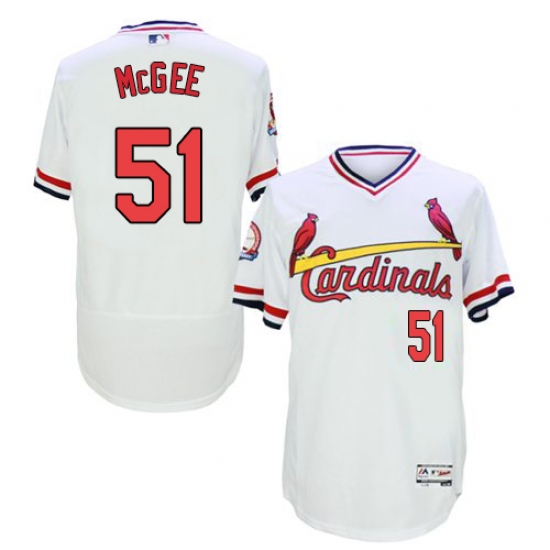 Men's Majestic St. Louis Cardinals 51 Willie McGee White Flexbase Authentic Collection Cooperstown MLB Jersey