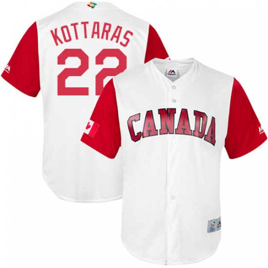 Men's Canada Baseball Majestic 22 George Kottaras White 2017 World Baseball Classic Replica Team Jersey