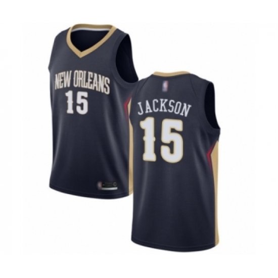Women's New Orleans Pelicans 15 Frank Jackson Swingman Navy Blue Basketball Jersey - Icon Edition
