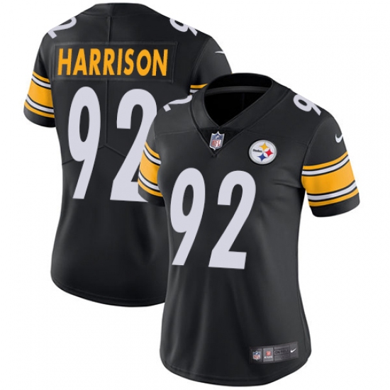 Women's Nike Pittsburgh Steelers 92 James Harrison Black Team Color Vapor Untouchable Limited Player NFL Jersey