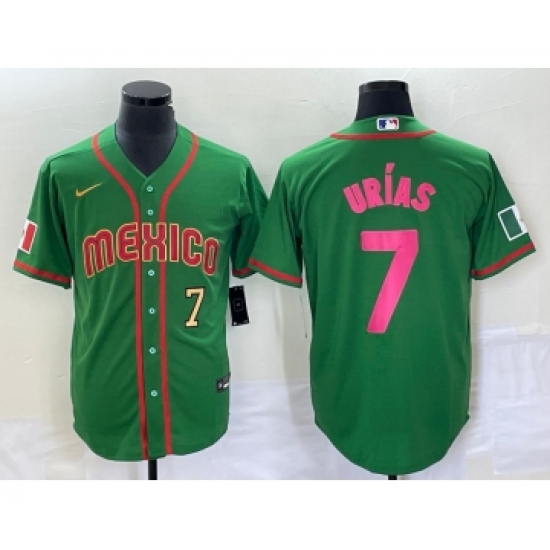 Men's Mexico Baseball 7 Julio Urias Number 2023 Green World Classic Stitched Jersey6