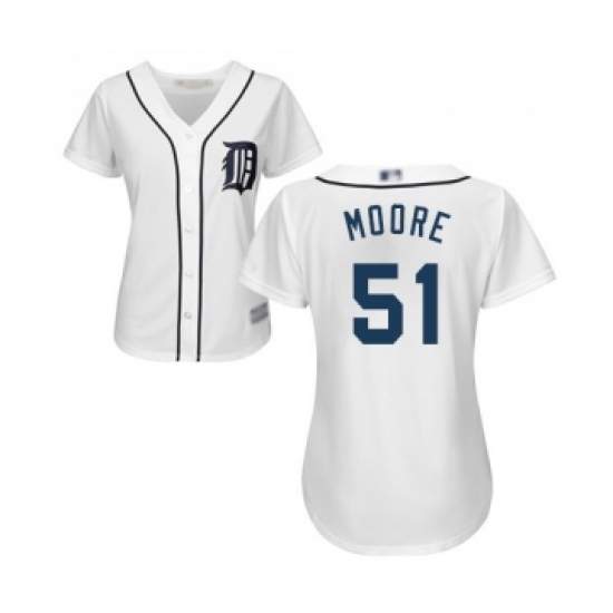 Women's Detroit Tigers 51 Matt Moore Replica White Home Cool Base Baseball Jersey