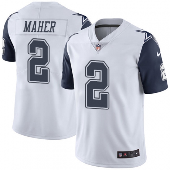 Men's Nike Dallas Cowboys 2 Brett Maher Limited White Rush Vapor Untouchable NFL Jersey