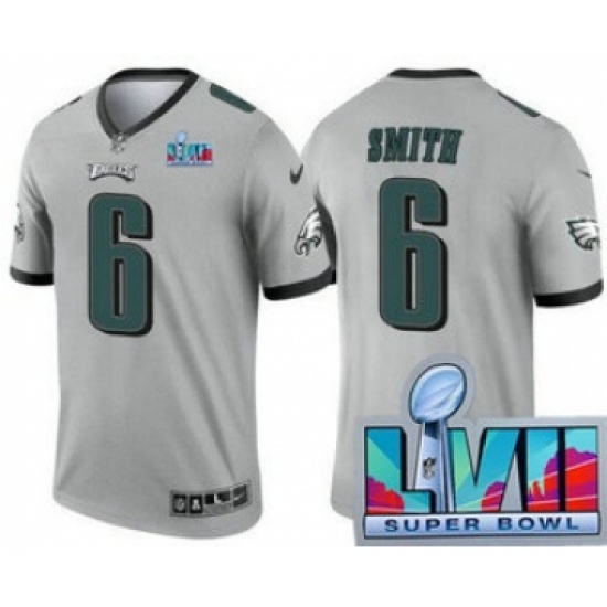 Men's Philadelphia Eagles 6 DeVonta Smith Limited Gray Inverted Super Bowl LVII Vapor Jersey
