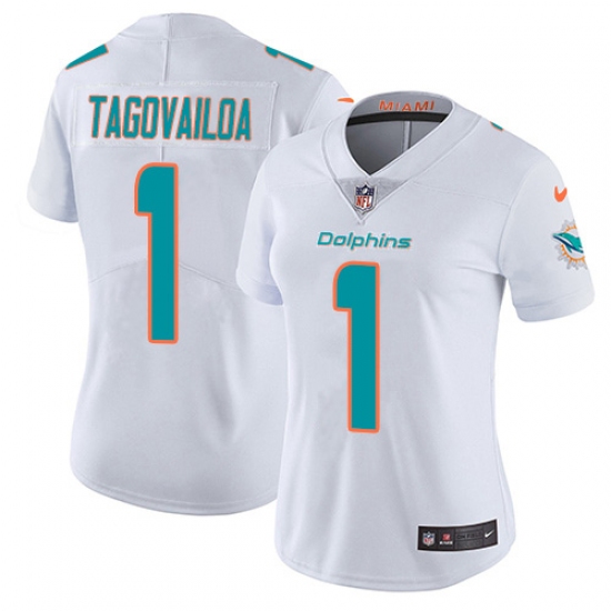 Women's Miami Dolphins 1 Tua Tagovailoa White Stitched Vapor Untouchable Limited Jersey